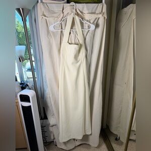 Aritiza Cream Halter Midi Dress - Sleeveless Elegant Style